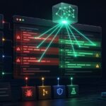 Illustration d'une revue de code assistee par IA avec detection de bugs, securite et checklist