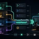 Illustration de plusieurs environnements de developpement IA connectes a un pipeline logiciel commun