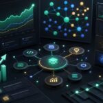 Illustration d'une strategie SEO avec clusters de contenu, maillage interne et courbes de croissance