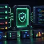 Illustration d'une porte de validation logicielle avec tests automatises, controles qualite et code