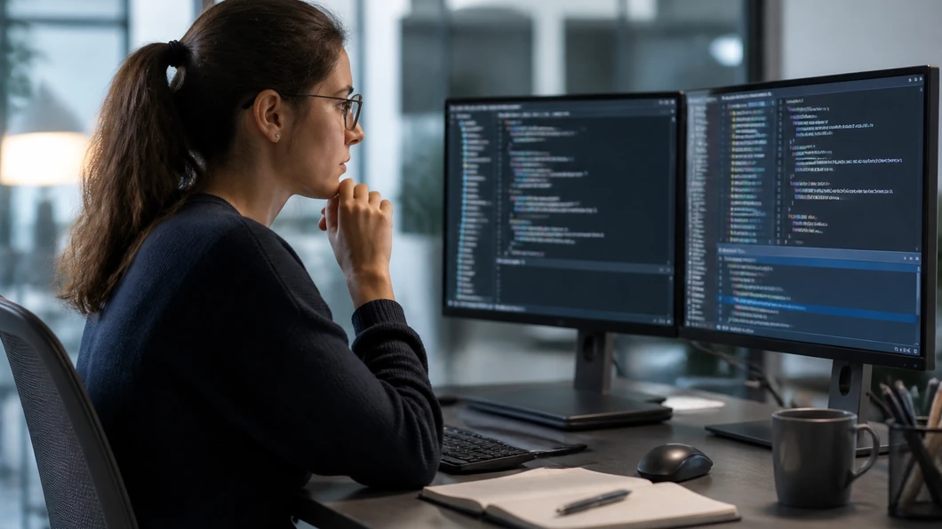 Développeuse contrôlant un agent de code dans un dépôt synthétique isolé.