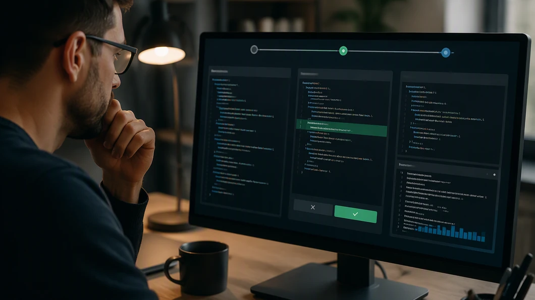 Développeur vérifiant une proposition automatisée avant son approbation et son exécution