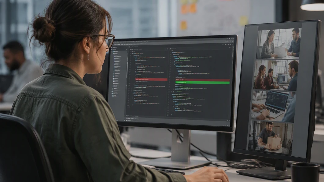Développeuse relisant la version et les tests du contexte d’un agent